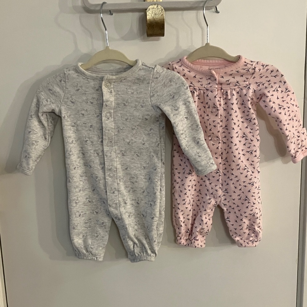 Adorable Gray and Pink Kids Footies